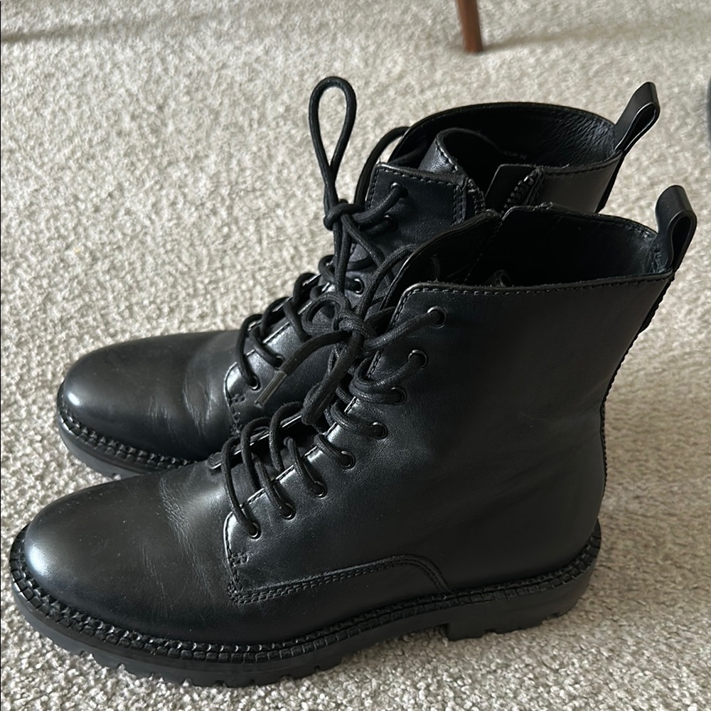 Black Leather Combat Boots